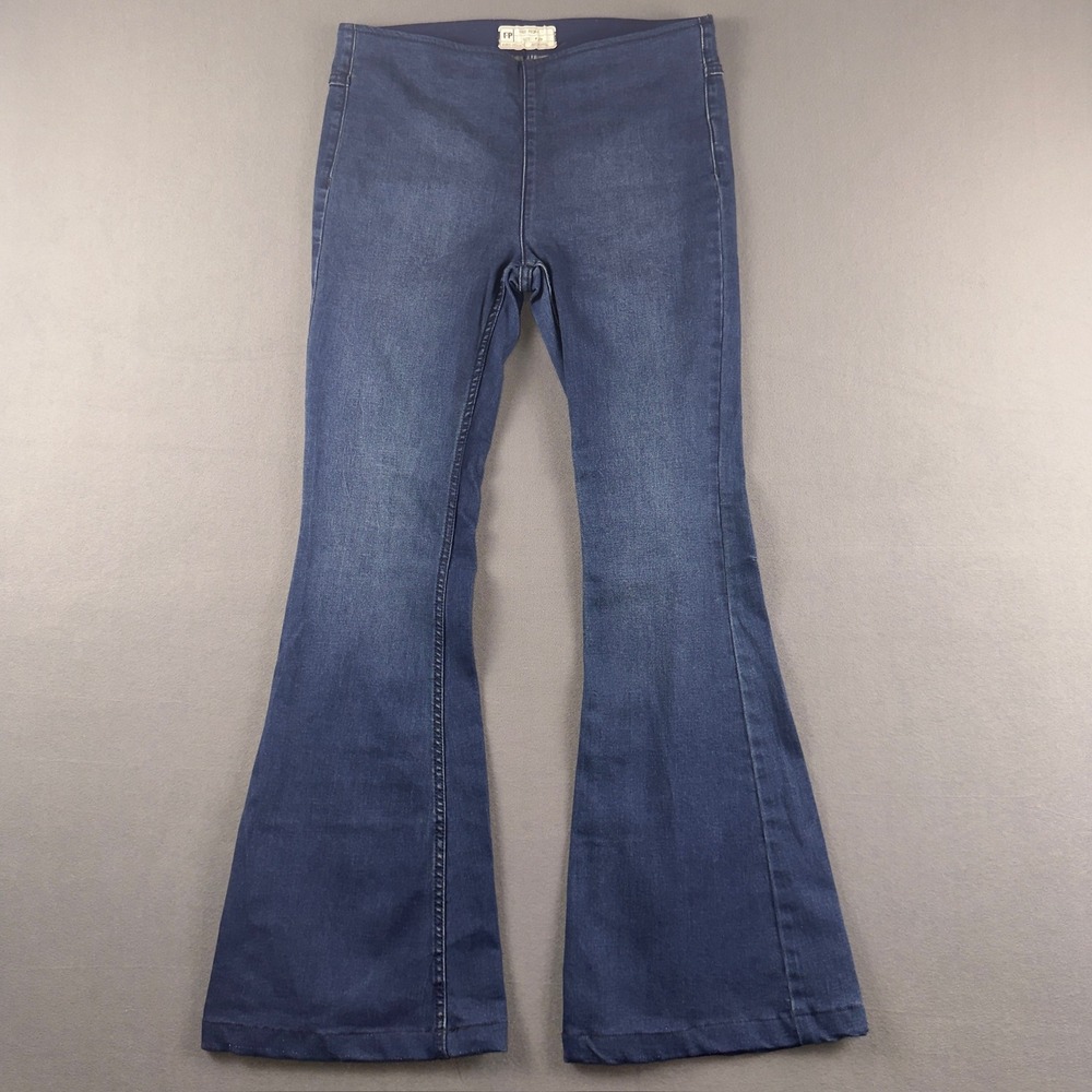 Free People Penny Pull On Flare Jeans Dark Wash Blue Denim Size 29 W29 61855